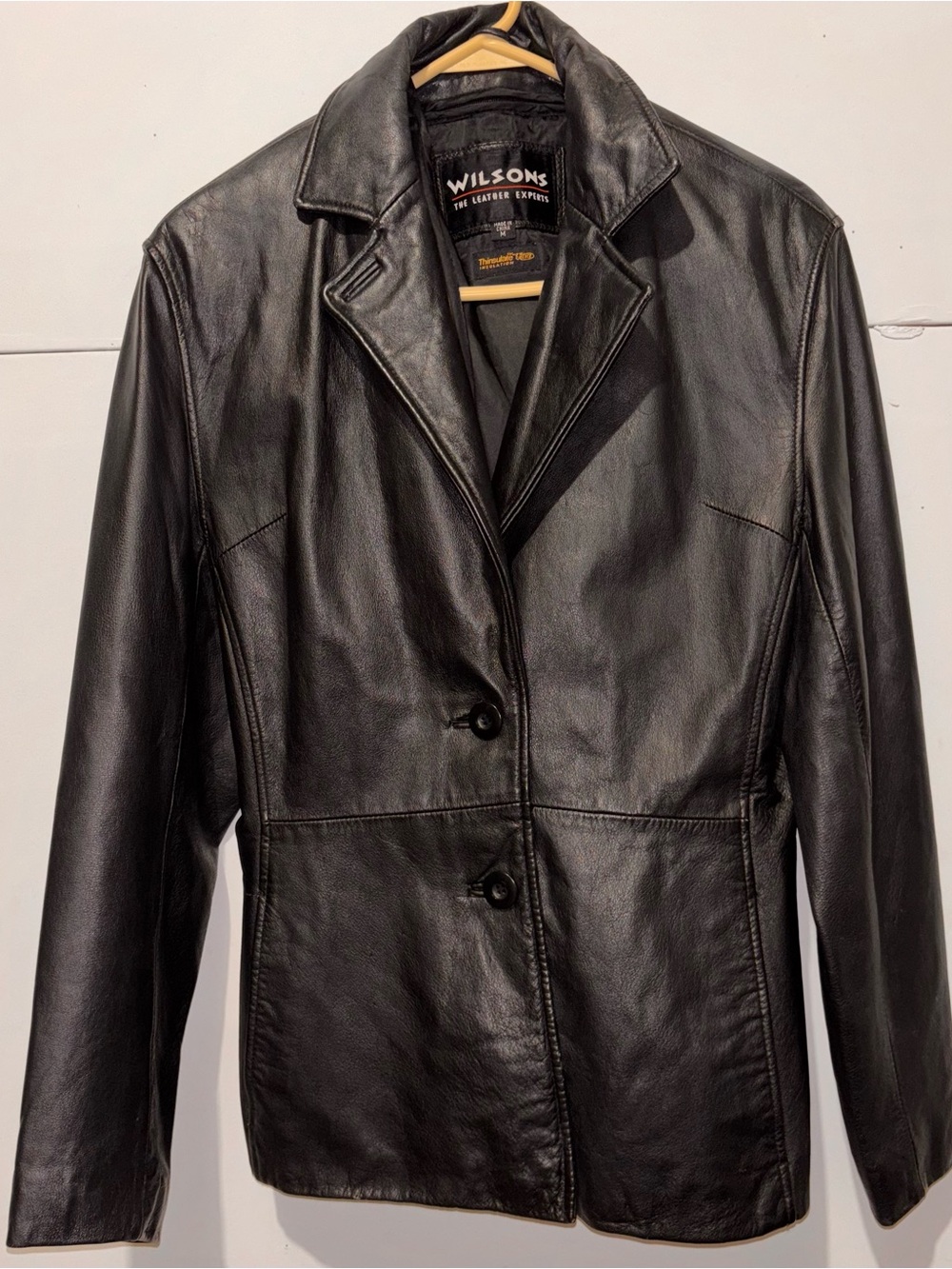 Wilson Black Women's Leather Blazer Jacket Size M Insulated
